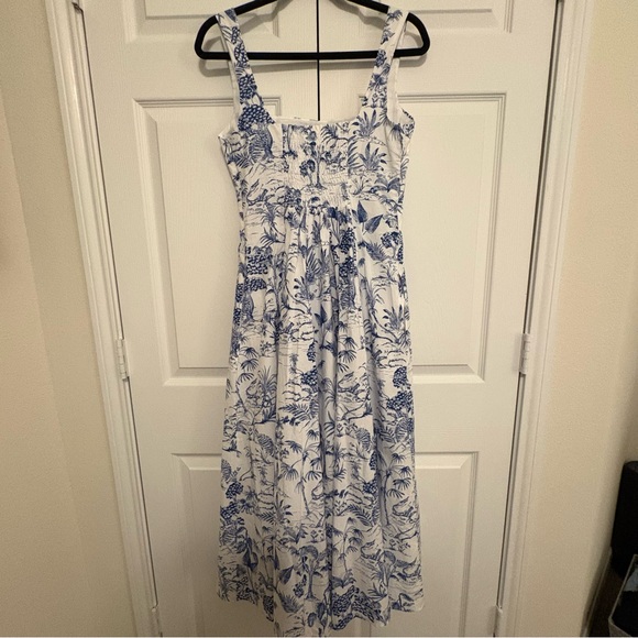 Nicole Miller Blue and White A-Line Toile Print Dress - 2 - Picture 3 of 7